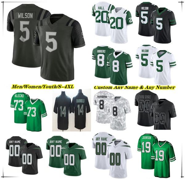 American Football Jersey JetsS Garrett Wilson David Bailey Breece Hall Isaiah Davis Adonai Mitchell Jamien Sherwood Kenyon Sadiq Omar Cooper Geno Smith Brady Cook