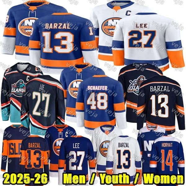 #13 Mathew Barzal ny hockey jersey islanderses jersey #48 Matthew Schaefer Bo Horvat Mike Bossy Alex Romanov Simon Holmstrom Varlamov Cizikas Ilya Sorokin jerseys men