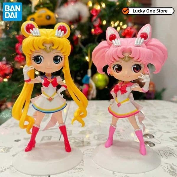 Bandai Sailor Moon Warrior Action Figure Handmade Genuine Model Toy Ornament for Beautiful Girls Collectible Little Moon