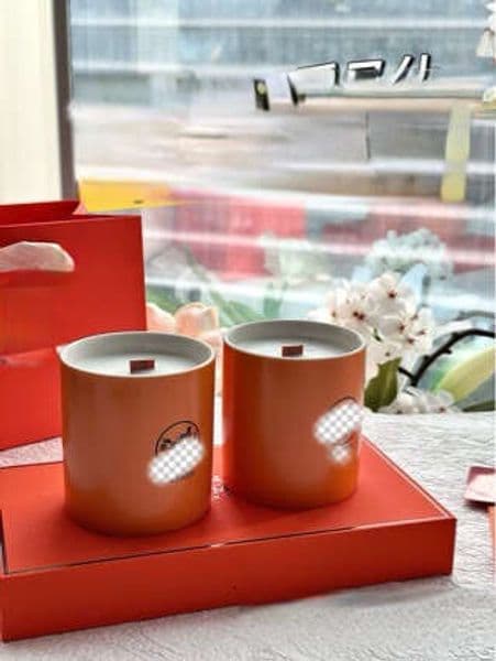 Orange Wood Wick Scented Candle Gift Set Full Package One Box Two Candles Style B5