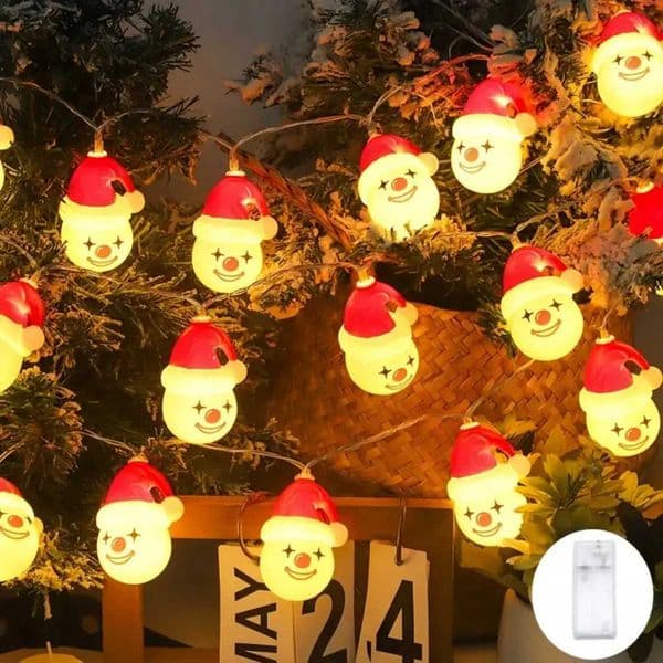 1pc 1020 LED Christmas Joker Bear Snowman String Light Battery Powered Christmas Indoor Atmosphere Decorative LightXJ251022