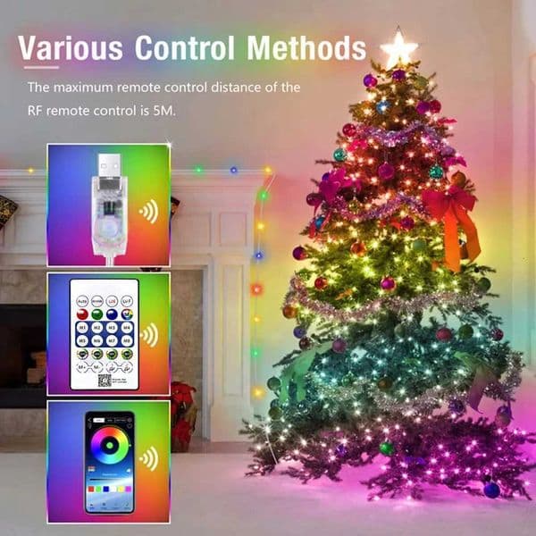 String LED Bluetooth Fairy Lights Dreamcolor RGBIC DIY Party Christmas Tree Lights Wedding Decor Garland USB Lamp 15M10M5M2MXJ251022