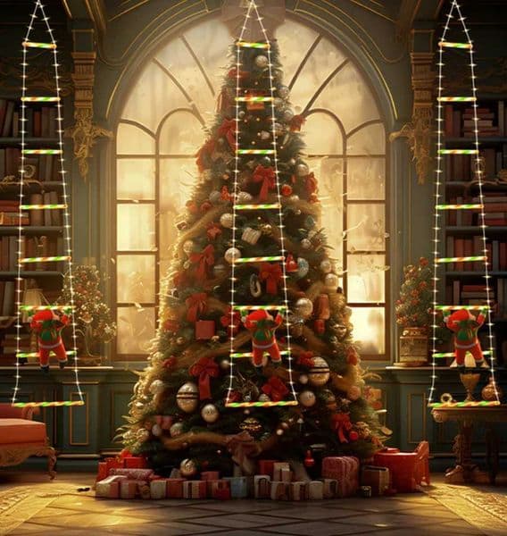 Santas ladder LED color lights USB indoor and outdoor string lights Christmas decoration lights festive atmosphere lightsXJ251022