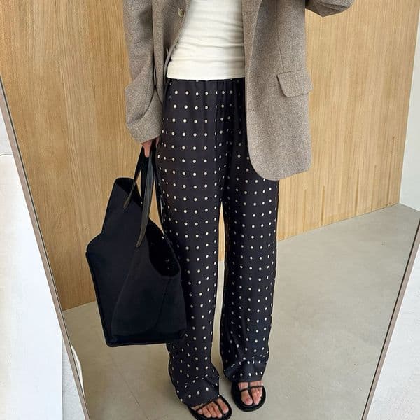 2025 Autumn Winter New Loose Comfortable Polka Dot Long Straight Pants Design Sense Elegant Fashion Casual Commuting