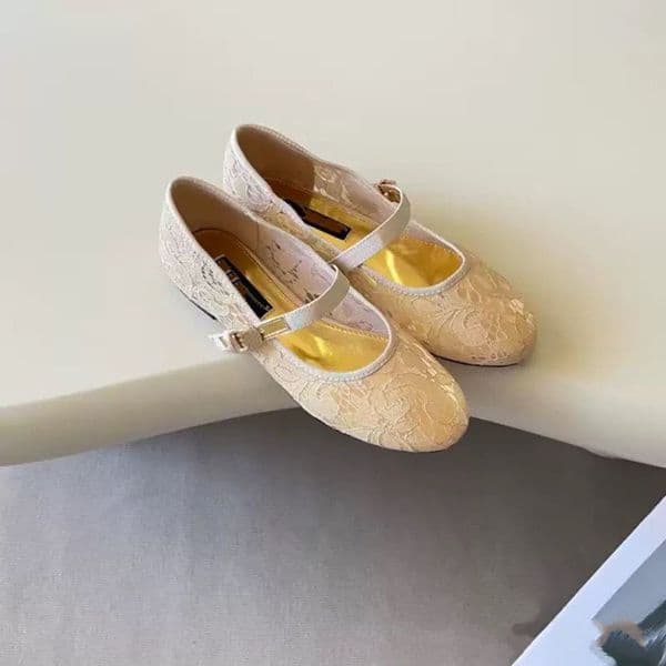 2026 Fairy One-Line Breathable Spring/Summer New Style Mesh Shallow Lace Mary Jane Ballet Shoes
