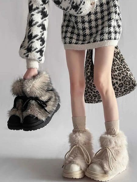 Women Snow Boots Ankle Fur Boots Winter Anti Slip Snow Boots Womens 2024 Winter New Thick Bottom Short Boots Cotton Shoes Z251020