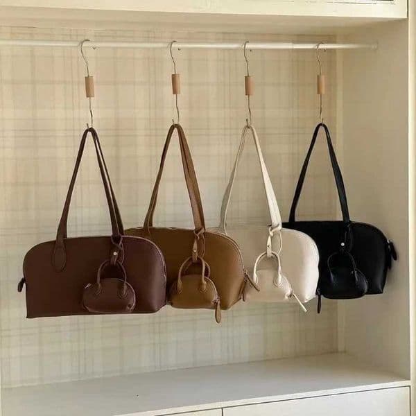 Korean fiable and versatile underarm bag super popar highend shell bag wens pure color texture tote bag wens Y251022