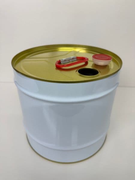 10L Metal White Sealed Round Drum with Spout & Handle, Food-Grade/Industrial Leak-Proof Container for Liquids, Chemicals, Bulk Storage