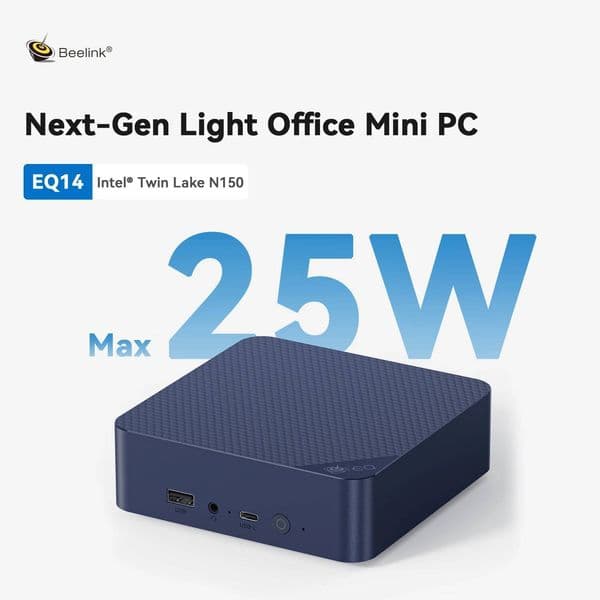 Beelink EQ14 Mini PC Intel Twin Lake N150 DDR4 3200MHz WiFi6 BT52 Windows 11 Pro M2 SSD RJ45 25G LAN Desktop Gaming Computer