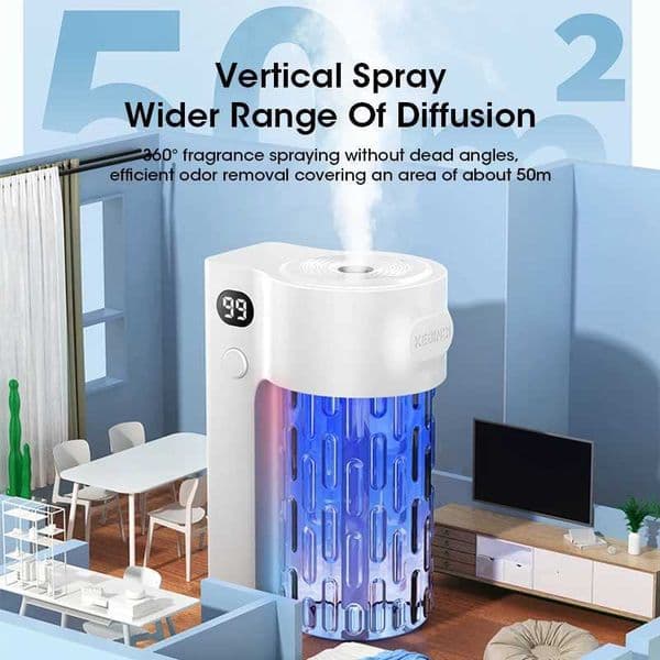 Automatic Fragrance Machine 5 Gear Wallmounted Diffuser Oil Aromatherapy Machine with Display LED Lighting Smart Air Purifier W251022