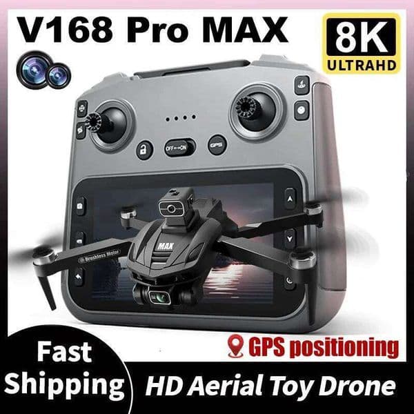 New V168 MAX With Screen Remote Control 5G Transmission GPS 8K Professional Camera FPV Drone RC Quadcopter Helicopter