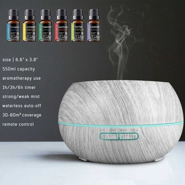 Gift of Wellness Premium Wood Diffuser Set w6 Essential Oils Remote Perfect HousewarmingChristmas Present W251022