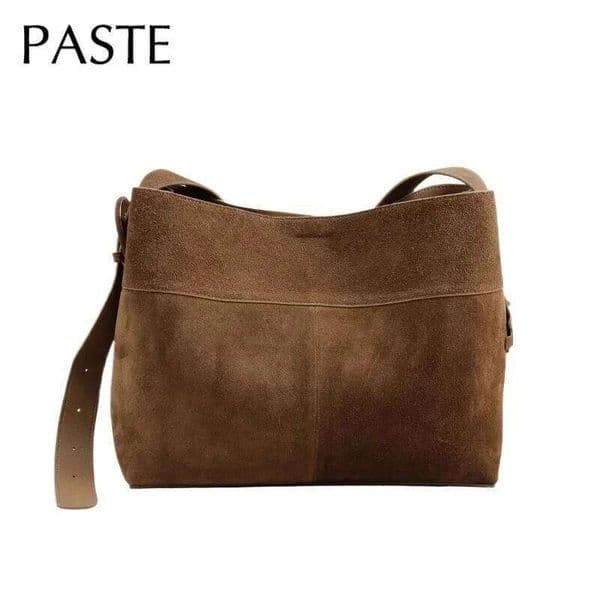 Designer Luxury New Winter Matte Suede Cow Leather Women Tote Coffee Retro High End Warm Color Female Shoulder Bag Huge Commute Travel Handbag