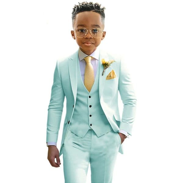 Mint Green Boys Suit Wedding Tuxedo 3 Piece Set Kids Jacket Pant Vest Slim Fit Casual Blazer Slim Fit Young Clothes Custom 251021
