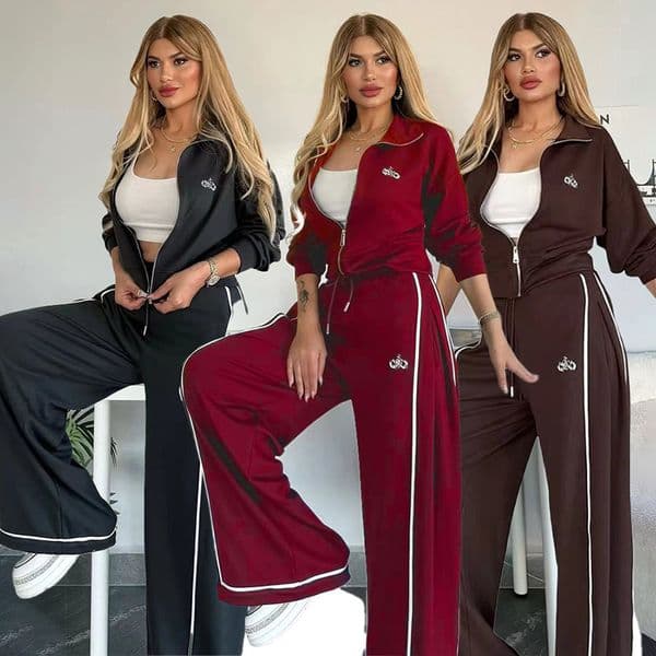Women's Designer Fall/Winter New Arrival Fashionable Elegant Casual Premium Set Embroidered Wide-Leg Two-Piece Sizes S-XXL S260421