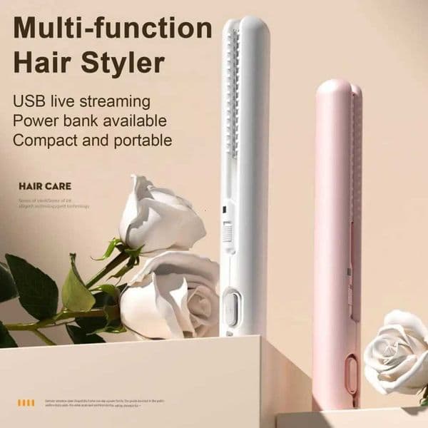 USB Mini Curling Iron 2In1 Dual Purpose Curling Wand Fast Heating Travel Hair Styling Tool Flat Iron Hair Straightener Curler M251022