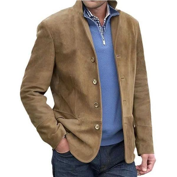 Coats Men Jackets Turn Down Collar Full Sleeve Single Breasted Jacket Regular Casual Solid Coat Open Stitch Autumn WinterT251022