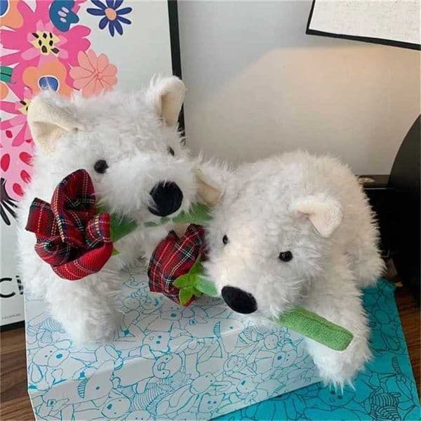 UK JE New Valentines Day Gift West Highland Rose Plush Scottish Meme Doll Soothing Dog