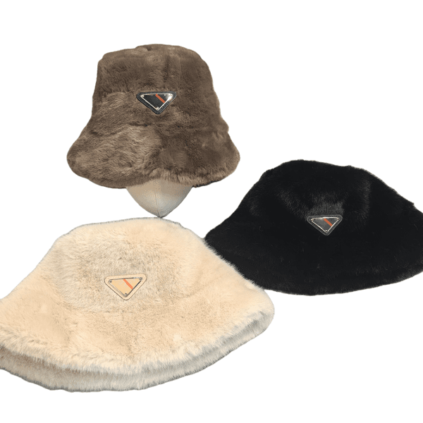 beige designer bucket hat women Hats Caps Faux Mink Fur Bucket Hat for Women Ins Winter Fluffy Plush Warm Fisherman High Quality Thicken Beanies
