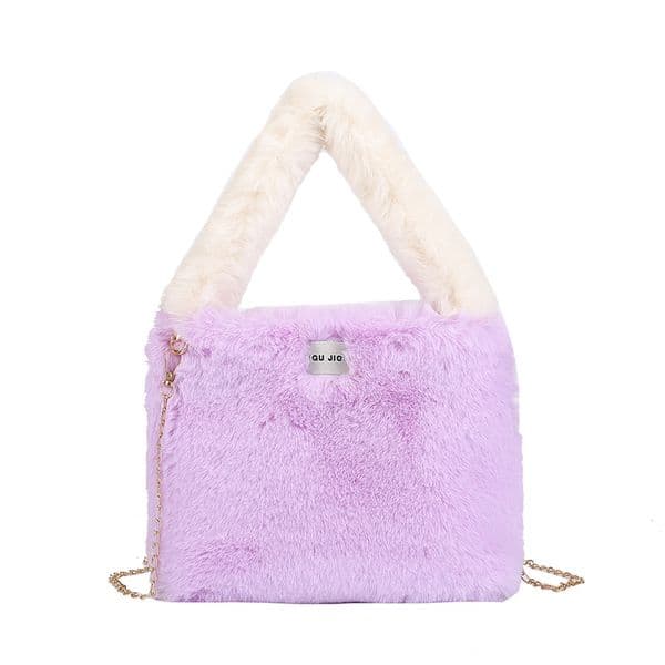 2025 autumn and winter fluffy and cute women's handbag fashionable chain crossbody bag high-end plush bucket bag