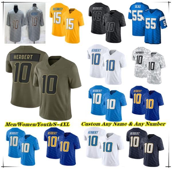 Justin Herbert Football Jersey Omarion Hampton Najee Harris Quentin Johnston Keenan Allen Ladd McConkey Derwin James Jr. Daiyan Henley Khalil Mack Oronde Gadsden II