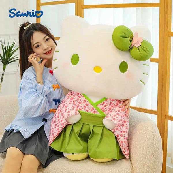 Sanrio 3555CM Japanese New Sakura Matcha Kimono KT Cat Doll Cute Cat Pillow Gift for Best Friends Sleeping Doll L251023