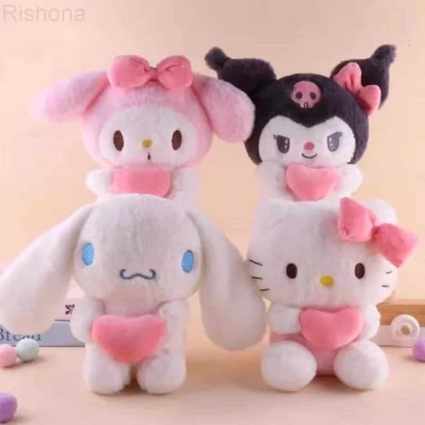 Sanrio 22cm Hello Kitty Kuromi Pillow KT Plush Toy Girls Soft Stuffed Animal Toys Heart My Melody Cinnamoroll Stuff Doll Gifts L2510231