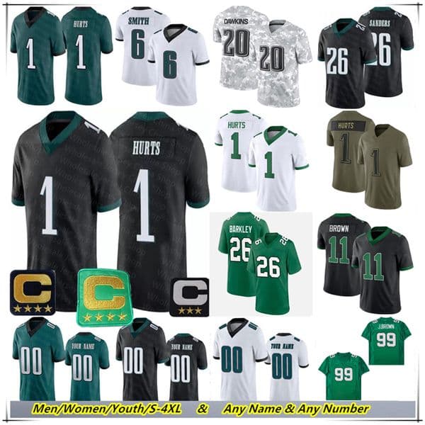 American Football Jersey Saquon Barkley Jalen Hurts AJ Brown DeVonta Smith Goedert Reed Blankenship Zack Baun Jason Kelce Cooper DeJean Andrew Mukuba Jahan Dotson