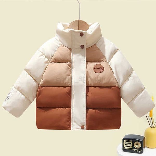 Baby Boys Down Cotton Jacket Autumn Winter Patchwork Thicken Keep Warm Stand Collar Outwear For 37 Years Kids Leisure Snowsuit T251023
