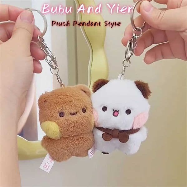 2026 Black Friday 2 Pcs Original Bubu And Yier Plush Dolls Cute Cartoon Panda Bear Doll Key Chain Backpack Pendant Couple Gifts Free shipping U3RR