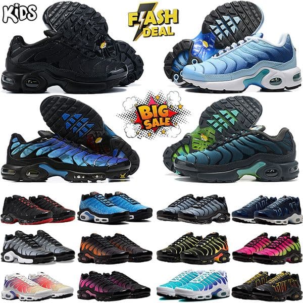 Designer TN Plus 2.0 Kids Shoes Boys Girls Children Shoes Yellow Sea Triple Black White Green Silver Purple Athletic Trainers Outdoor Sneakers Eur 28-35