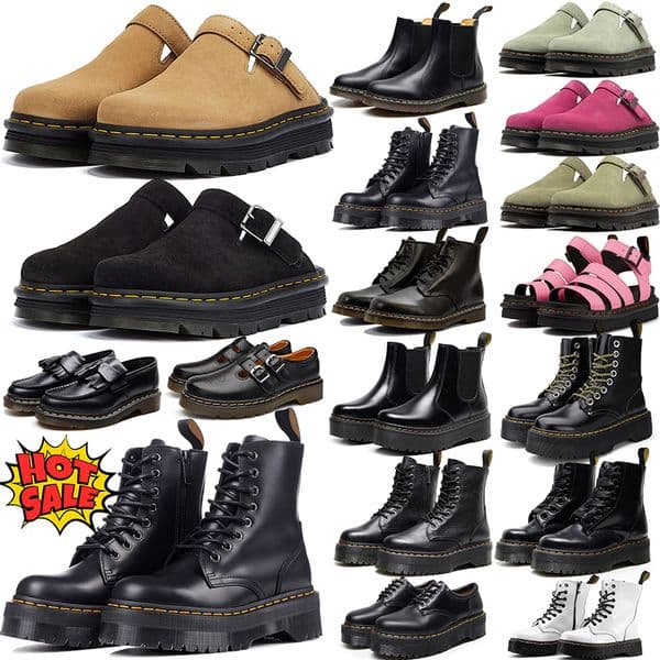 2025 free shipping designer boots ankle martin boots fashion casual classic gender neutral comfort fit shoe ribbons solid black leather pink red big size 36-45