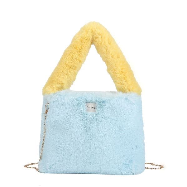 New autumn and winter fluffy and cute women's handbag fashionable chain crossbody bag high-end plush bucket bag