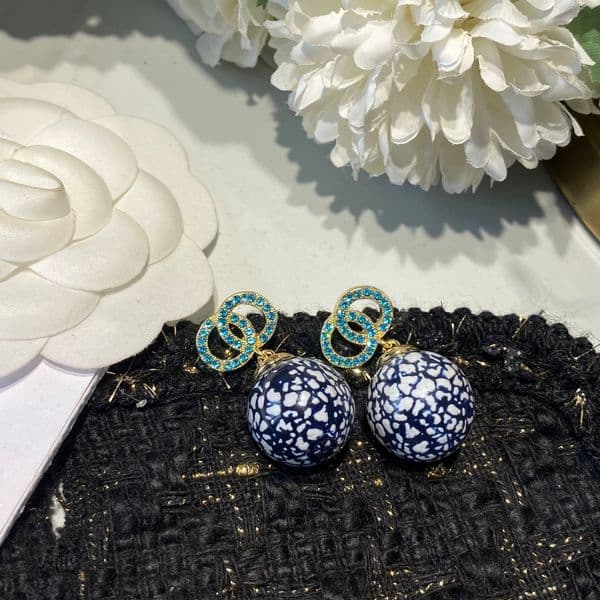 High-Quality Women Letter Stud 925 Silver Copper Geometric Crystal Pearl Couple Famous Long Earrings For Bride Party Luxury Wedding Jewelry Accessories