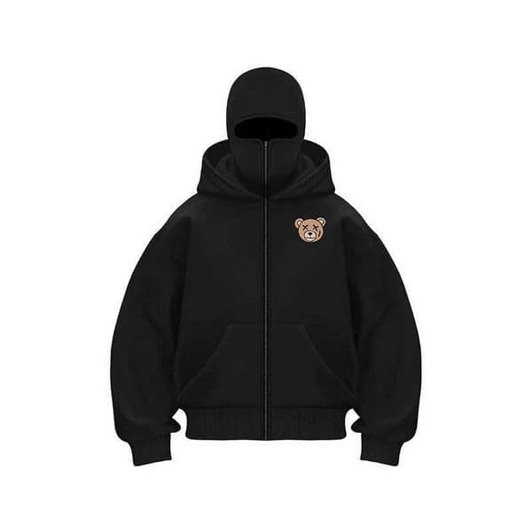 Unisex Double Hooded Fleece Sweatshirt Men Balaclava Hoodie Half Zip Warm Outfit Fall Winter Men Clothing Double Layered Hoodie T251023