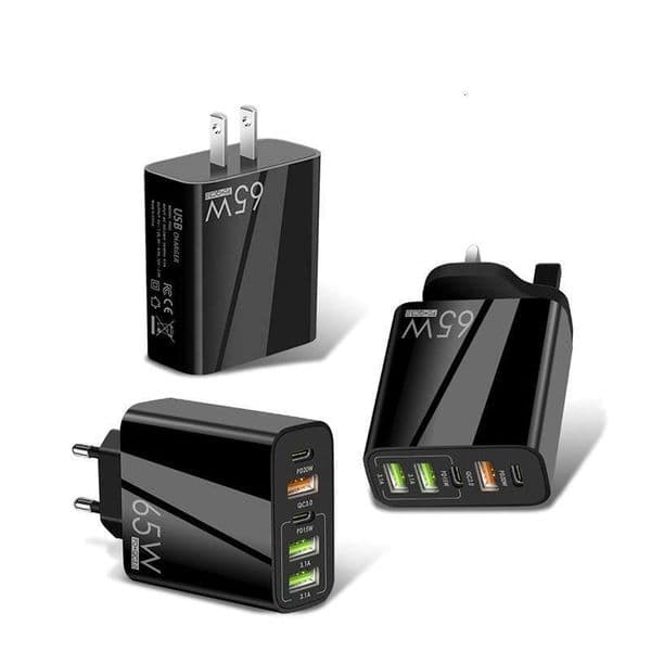 New PD65W 5V 4A Fast Charging Mobile Phone Charger UK Standard PD+3USB Multi-Port Adapter
