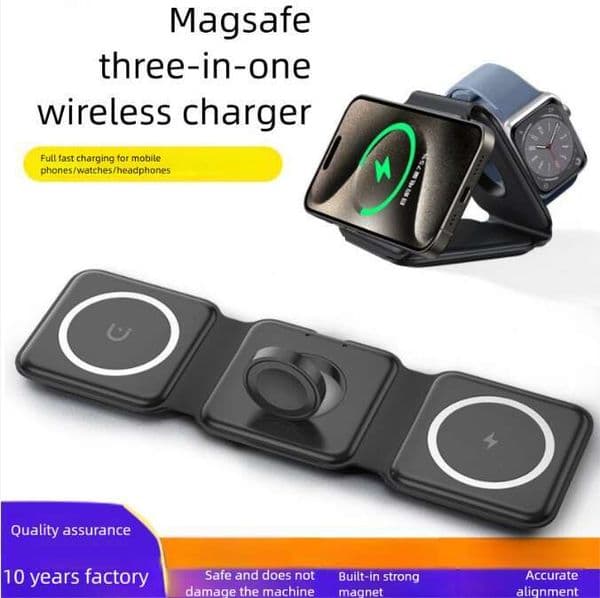 3-in-1 Charger Magnetic Wireless Charging Foldable Compatible with Apple Phone and Watch