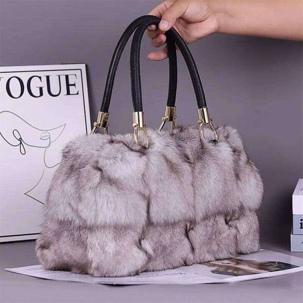 Designer Luxury Ms Minshu Natural Bag For Women Lady S Shoulder Girls Wallet Geometric Fox Fur Handbag Winter