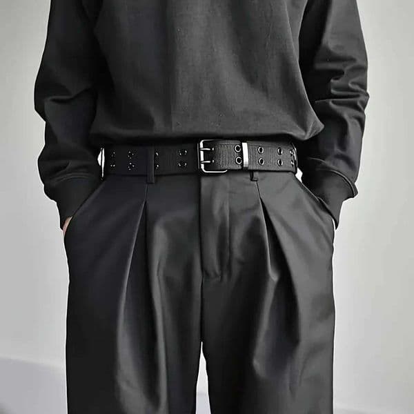 1pc Mens Double Hole Pin Buckle Belt For Outdoor Sports Suitable For Both Men And WomenXJ251023