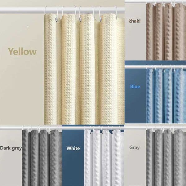 Thickened Waffle Solid Color Shower Curtain Nonporous Doublesided Waterproof and Mildew Shading Suitable for Toilet Bathroom Z251023