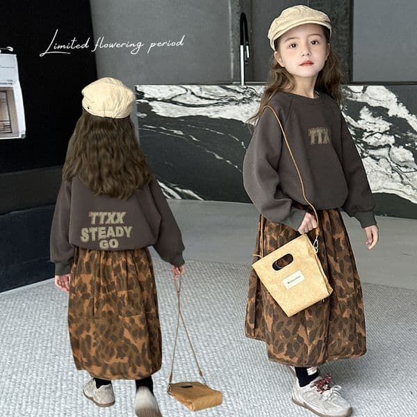 Designer Fashion Elephant Girls' Set Children's Spring Clothing New Children's Spring Sports Shirt and Skirt Two Piece Set
