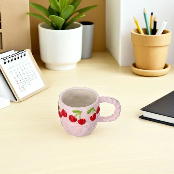 Creative Ceramic Coffee Mug Irregular Shape Cherry n Tea Cup Fruit Coffee Cup Breakfast Milk Chocolate 251020BJ