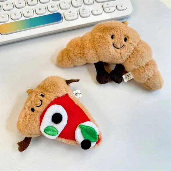 Bread Plush Pendant Toy Croissants Roll Pizza Bread Plush Doll Keychain Decoration Backpack Pendant Cute Birthday Gift