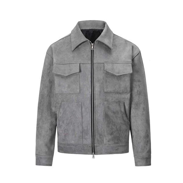 Spring Autumn New Fashion Mens American High Street Solid Color Chamois Multi Pocket Zipper Jacket Coat Casual Trendy Coat Male H260603