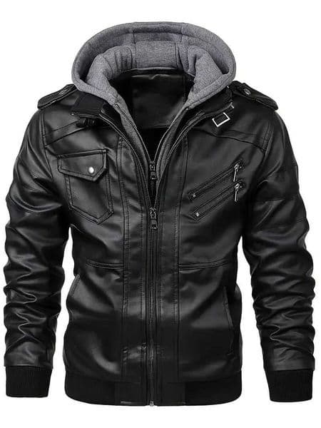 New Fake Two Pieces Motorcycle Leather Jackets Man Casual Fashion Motorcycle Coat Slim PU Lapel Jackets Autumn Leather Coat Male W251023