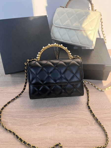 2025 CC Diamond-shaped pearl handle super popular and exquisite crossbody chain bag fashionable handbag with gift box