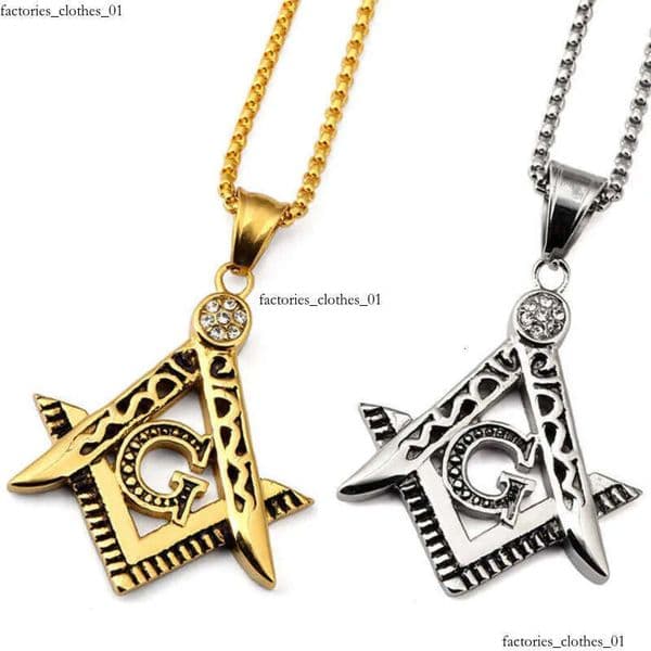 Fashion New Hip Hop 316 Stainless Steel Gold Sier Freemason Masonic Emblem Free Mason Pendant jewelry with CZ stones 111