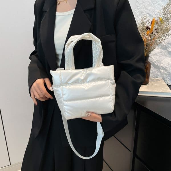Single-shoulder Bag Korean-style Cotton Jacket Bag Minimalist Padded Cotton Handbag Crossbody Bag