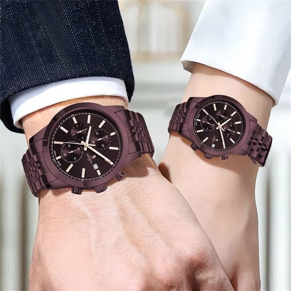 Couple Dress Watch Luxury Stainless Steel Men's & Womens Quartz Chrono Designer Couple Gift Watch with VD53 Japan Movement Watches Men Designer