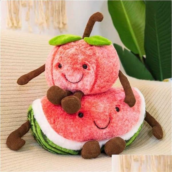 Plush Dolls Cartoon Watermelon Cherry Toy Simulation Expression Fruit Doll Bed Girl Holiday Gift Drop Delivery Toys Gifts Otn Otcae W260306